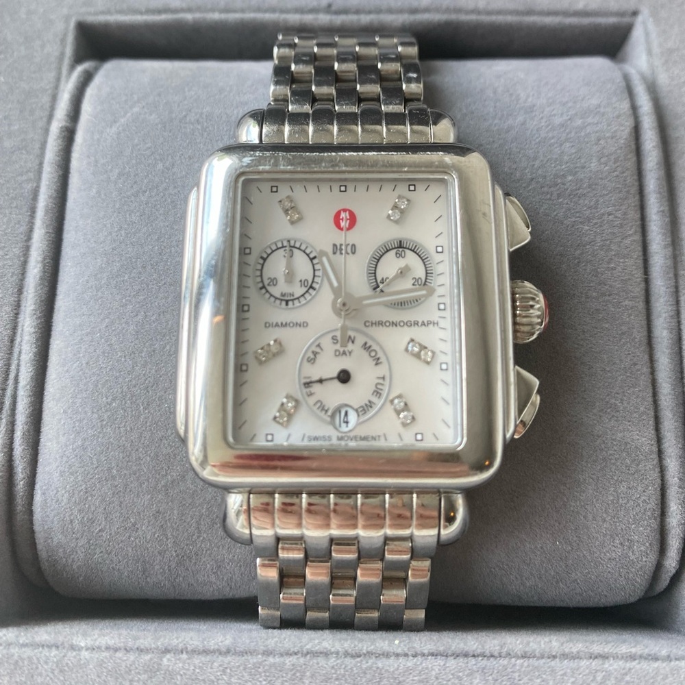 Michele DECO MW06P00A0046 Ladies Diamond MOP Stainless Steel 33MM Quartz Watch